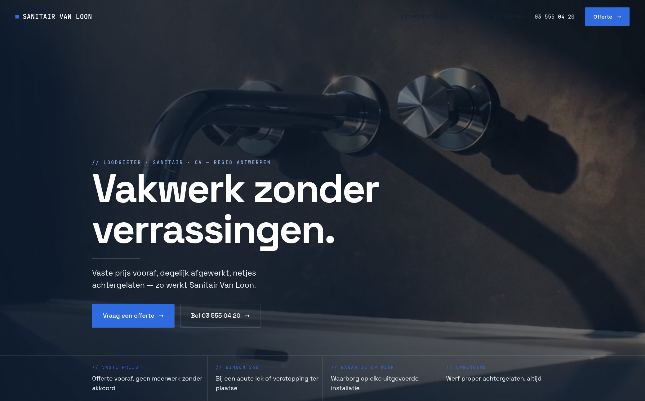 Voorbeeldwebsite voor een loodgieter — Sanitair Van Loon