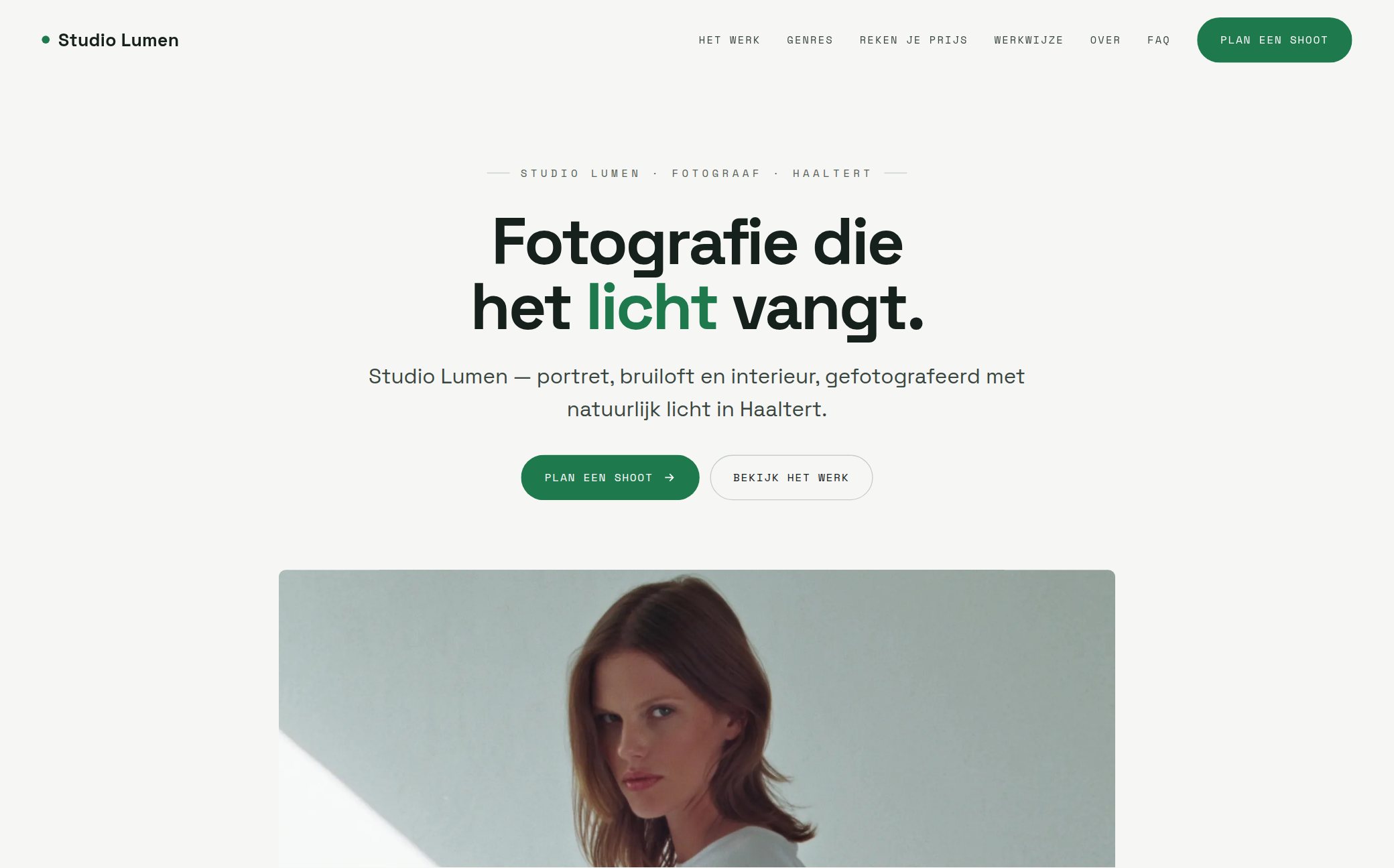 Voorbeeldwebsite voor een fotograaf — Studio Lumen