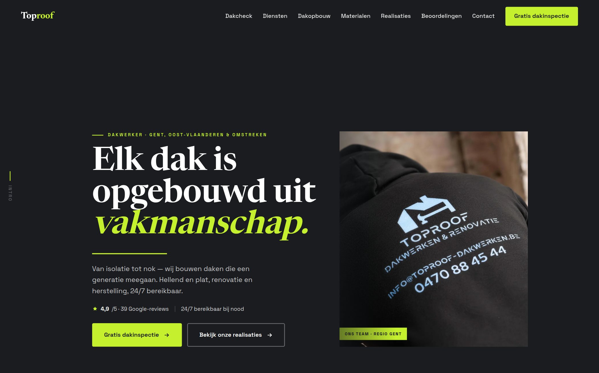 Voorbeeldwebsite voor een dakwerker — Toproof Dakwerken